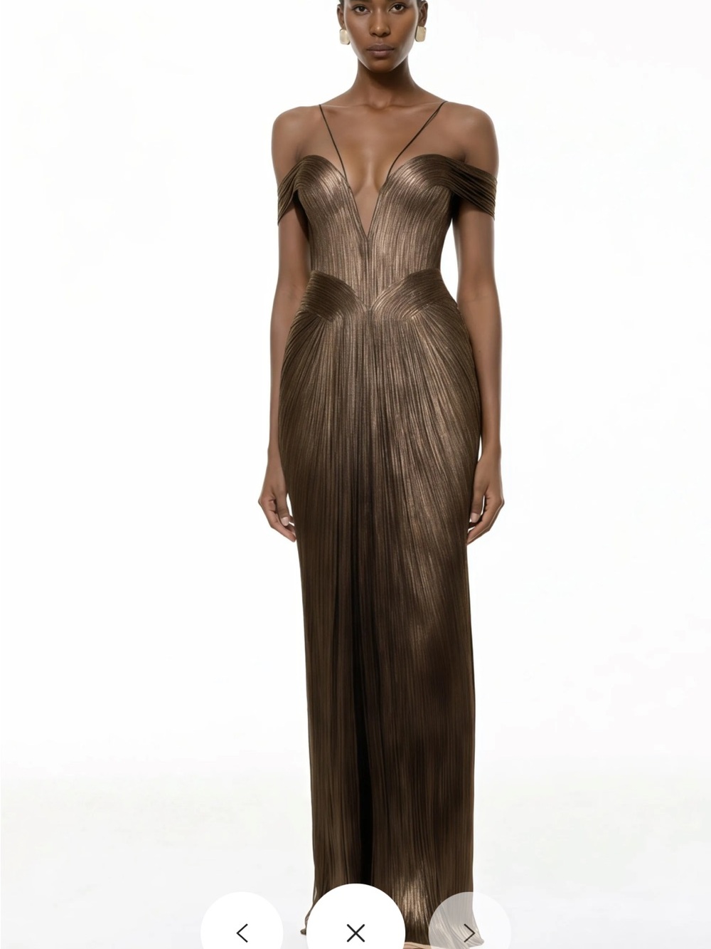 NEW WITH TAGS: Miss Rosier Marise Bronze Draped Satin Maxi Dress